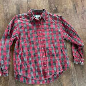 Women's St. John's Bay Plaid Button Down Shirt L Red Green